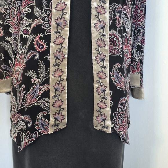 Belle by Kim Gravel Printed Chiffon Cardigan with Embroidery - Picture 6 of 13